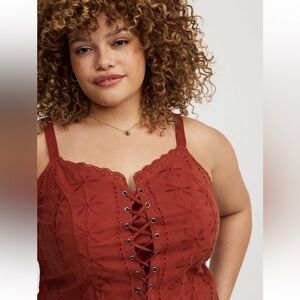 Torrid cotton eyelet lace up bustier